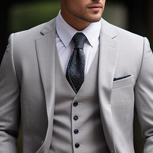 Herren Hochzeitsanzug Hellgrau 3 teiliges Set | Mario 1
