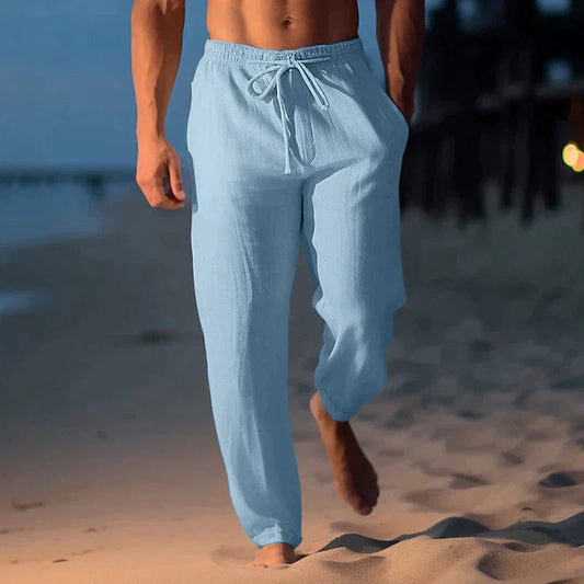 Herren Sommerhose aus Leinen – Leichte Freizeithose mit Kordelzug für Strand & Alltag 1