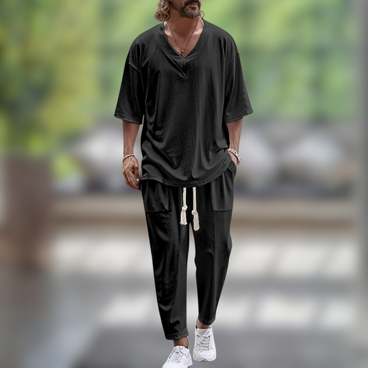 Herrenhemd und Hose Leinenanzug | Baggy Kleidung 1