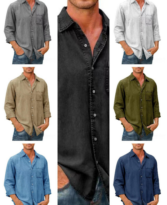 Langärmliges Denim-Hemd für Männer 1