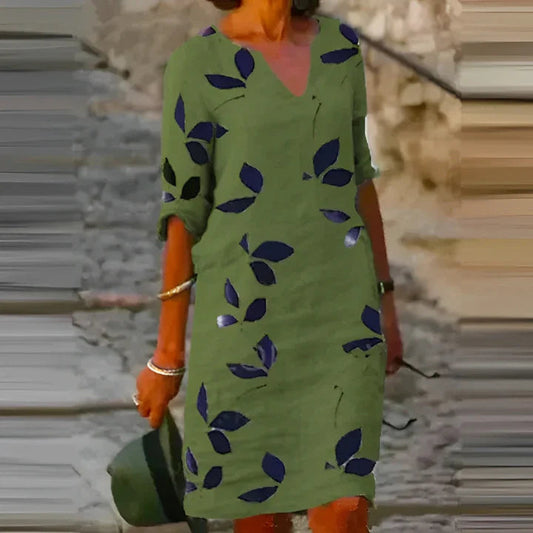 Mavis – atemberaubendes sommerkleid mit blätterprint für damen 1