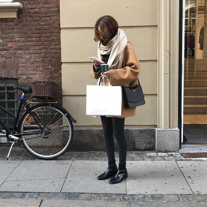 Alison Wollmantel Einreihig Umlegekragen Langer Mantel 3