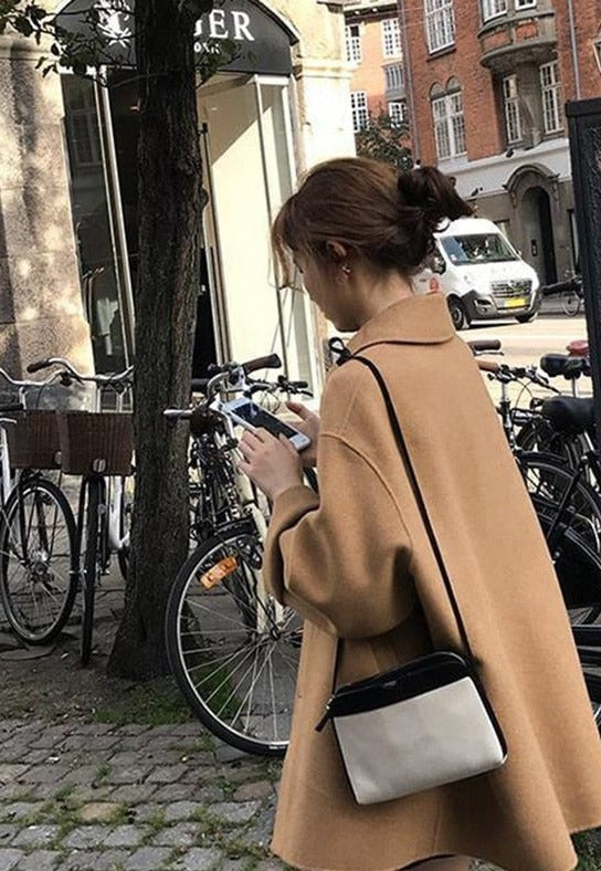 Alison Wollmantel Einreihig Umlegekragen Langer Mantel 5