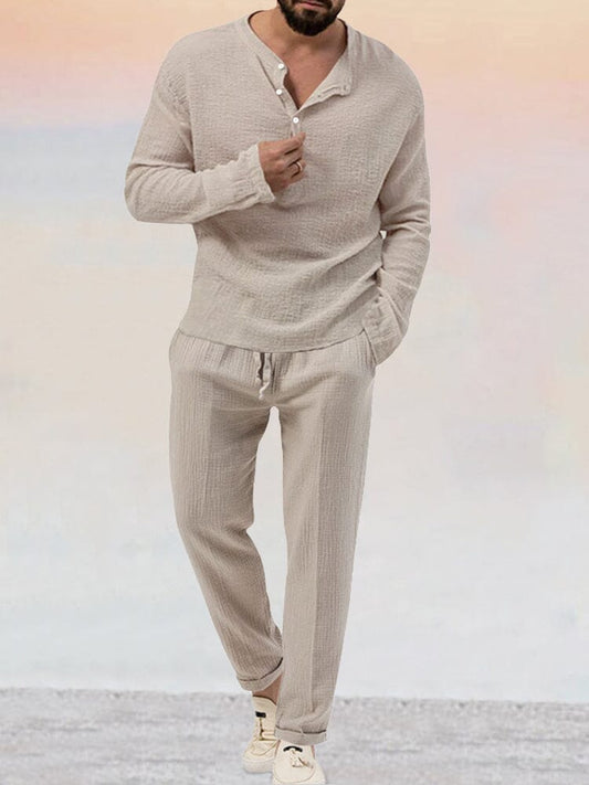 Asher - Lässiges Baumwoll-Leinen-Set für Herren 1