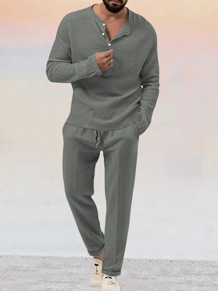 Asher - Lässiges Baumwoll-Leinen-Set für Herren 3