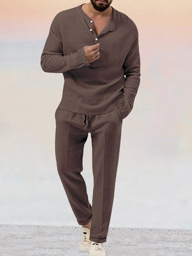 Asher - Lässiges Baumwoll-Leinen-Set für Herren 5