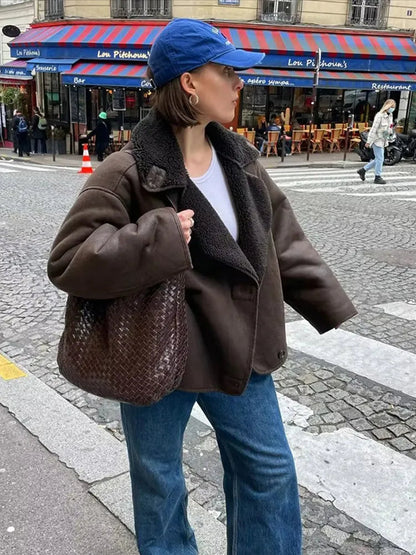 Braune oversized Jacke 0