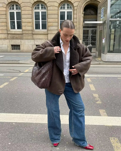 Braune oversized Jacke 2