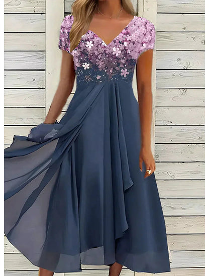 Cade Florale Eleganz Midi Spitzenkleid 0