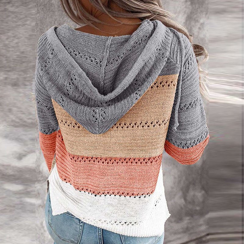 Dottie - Bequemer Patchwork-Pullover mit Kapuze 7