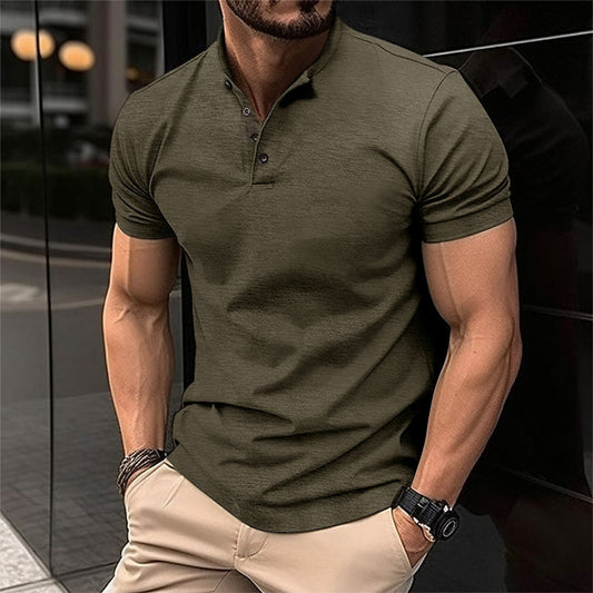 Herren Henley T-Shirt mit Knopfleiste – Kurzarmshirt für Alltag & Freizeit 0
