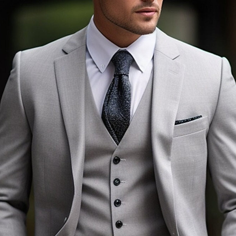 Herren Hochzeitsanzug Hellgrau 3 teiliges Set | Mario 1