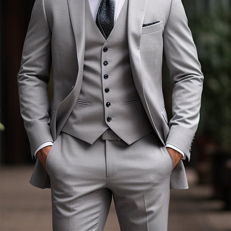 Herren Hochzeitsanzug Hellgrau 3 teiliges Set | Mario 2