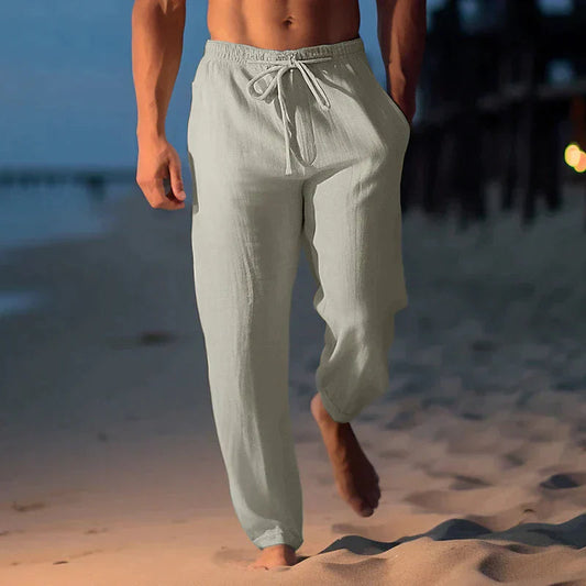 Herren Sommerhose aus Leinen – Leichte Freizeithose mit Kordelzug für Strand & Alltag 0