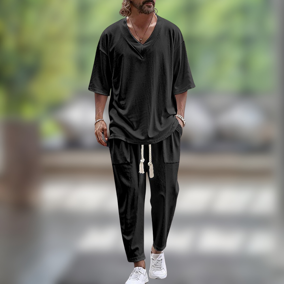 Herrenhemd und Hose Leinenanzug | Baggy Kleidung 1