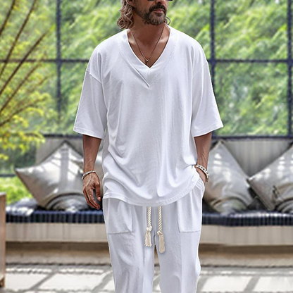 Herrenhemd und Hose Leinenanzug | Baggy Kleidung 4