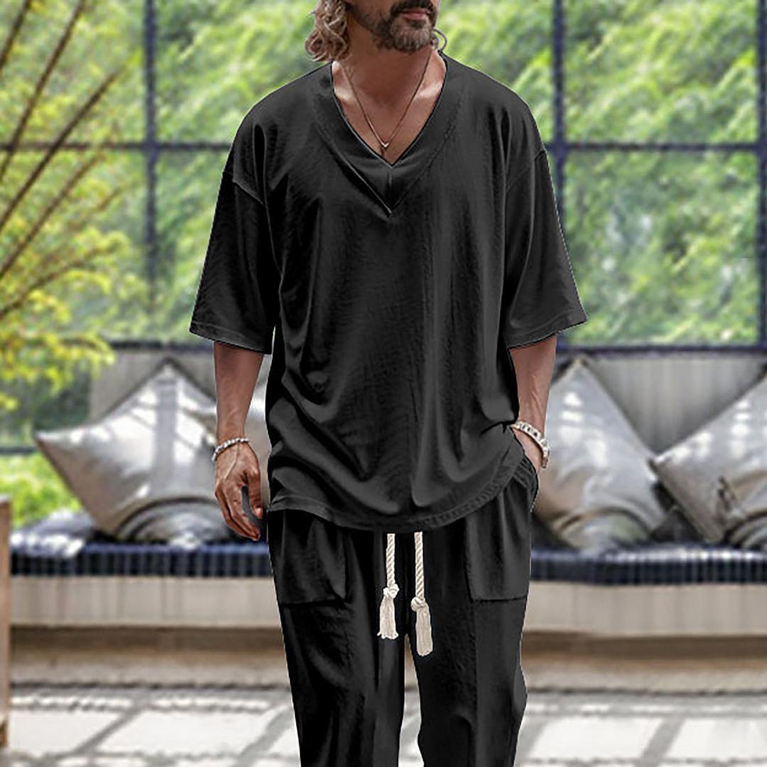 Herrenhemd und Hose Leinenanzug | Baggy Kleidung 5