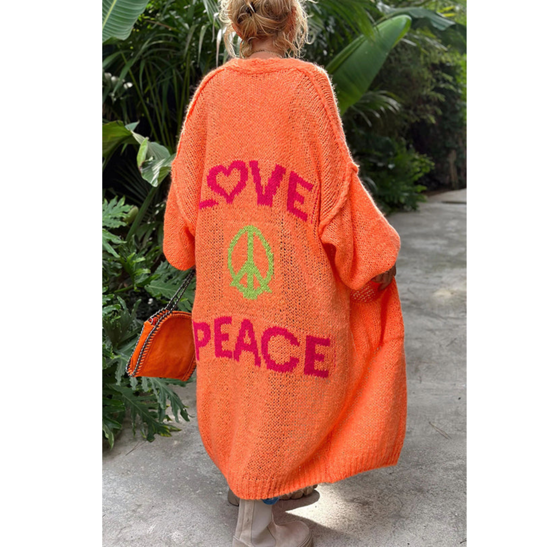 Irene - Stylische peace strickjacke 0