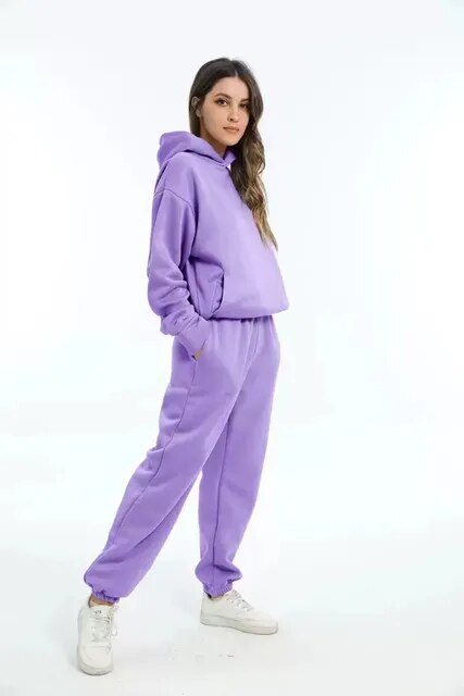 Kapuzenpulli und Jogginghosen Set für Damen 3