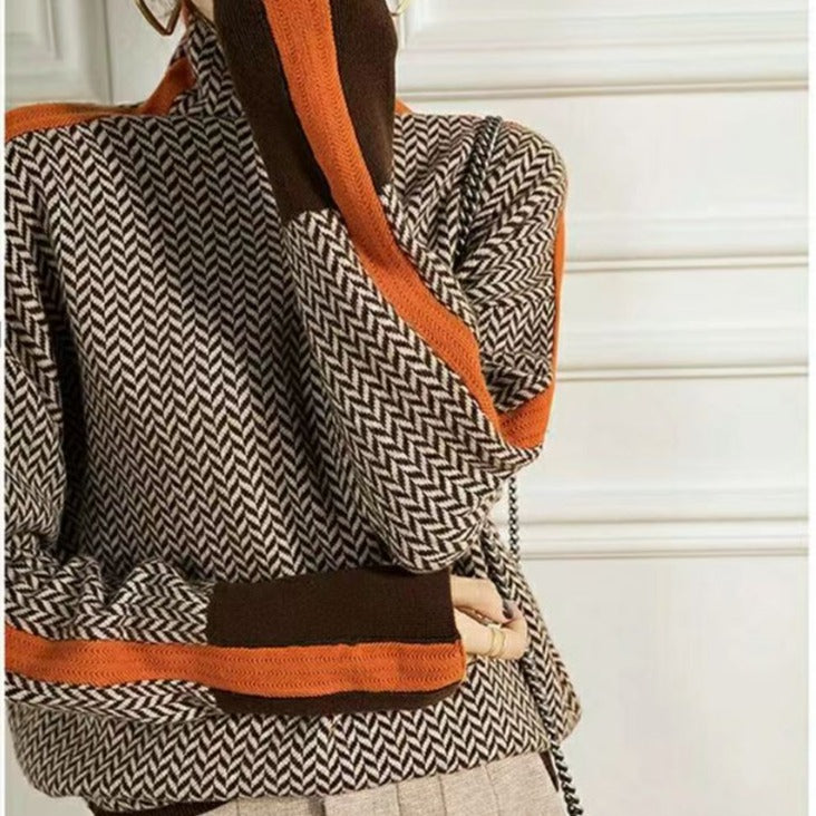 Karolina - Geometrisch gestrickter Rollkragenpullover 1