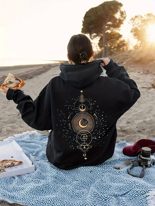 Lässiger Pullover-Hoodie mit Backprint und Kapuze für Women | Perfekt für Casual Days 0