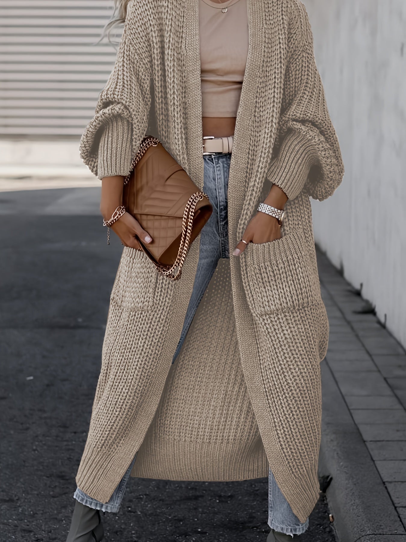 Lässiger Strickcardigan aus Wolle mit Taschen für Damen | Perfekt für den Alltag 4