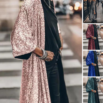 Lorah | Mode Glänzende Pailletten Strickjacke Mantel Top Winddicht 5