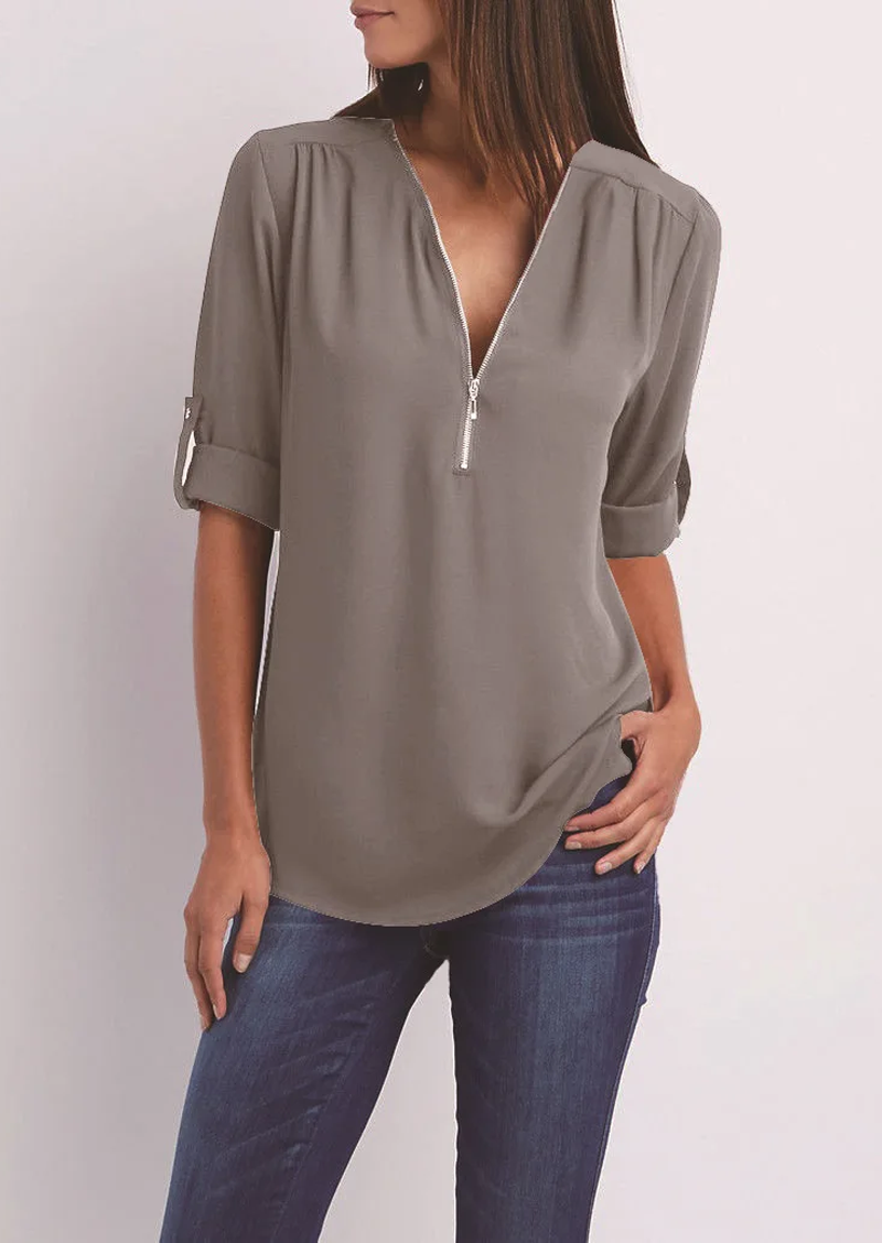 Maica | Damen Bluse Mit Reissverschluss 0