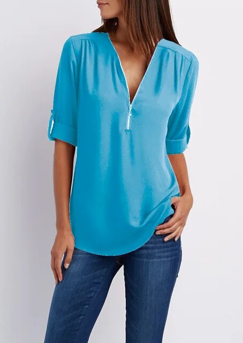 Maica | Damen Bluse Mit Reissverschluss 2