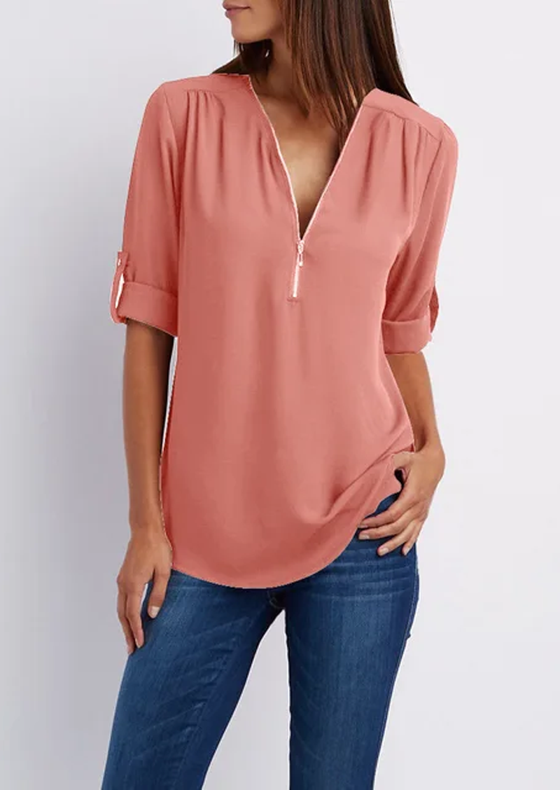 Maica | Damen Bluse Mit Reissverschluss 8