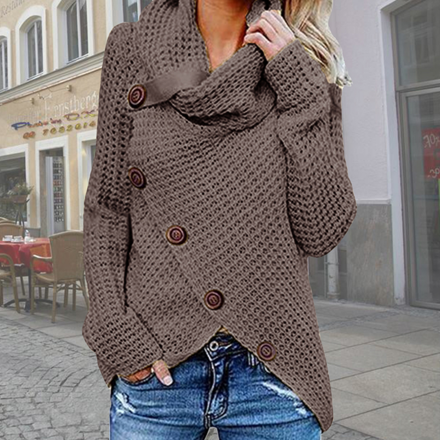 Marybeth - Moderner A-symmetrischer Rollkragenpullover mit stilvollen Details 7