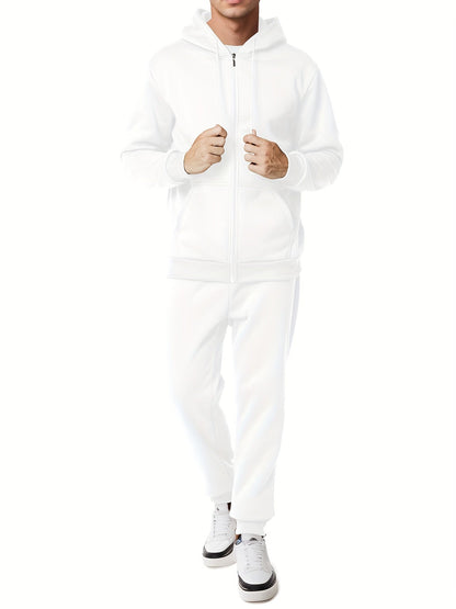 Moderner Unifarbener Kapuzenpullover-Trainingsanzug mit Hose für Herren | Perfekt für Casual Days 1