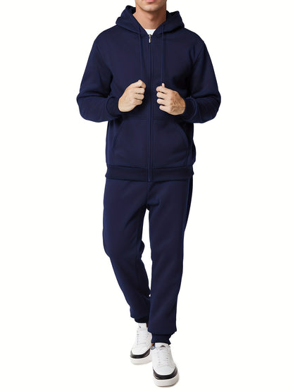 Moderner Unifarbener Kapuzenpullover-Trainingsanzug mit Hose für Herren | Perfekt für Casual Days 3