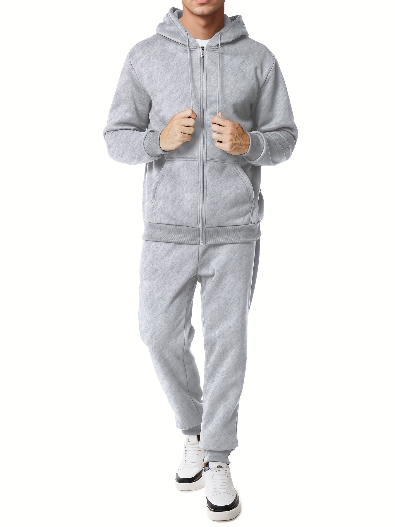 Moderner Unifarbener Kapuzenpullover-Trainingsanzug mit Hose für Herren | Perfekt für Casual Days 4