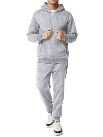Moderner Unifarbener Kapuzenpullover-Trainingsanzug mit Hose für Herren | Perfekt für Casual Days 4