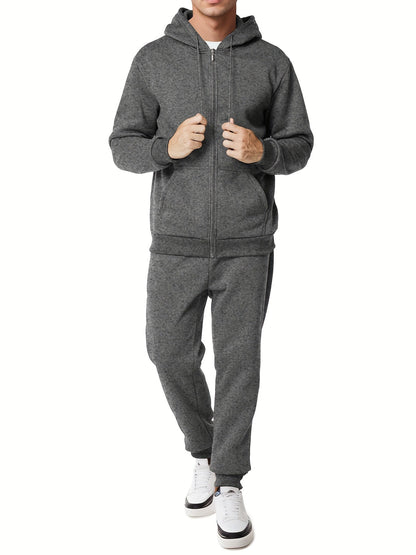 Moderner Unifarbener Kapuzenpullover-Trainingsanzug mit Hose für Herren | Perfekt für Casual Days 5