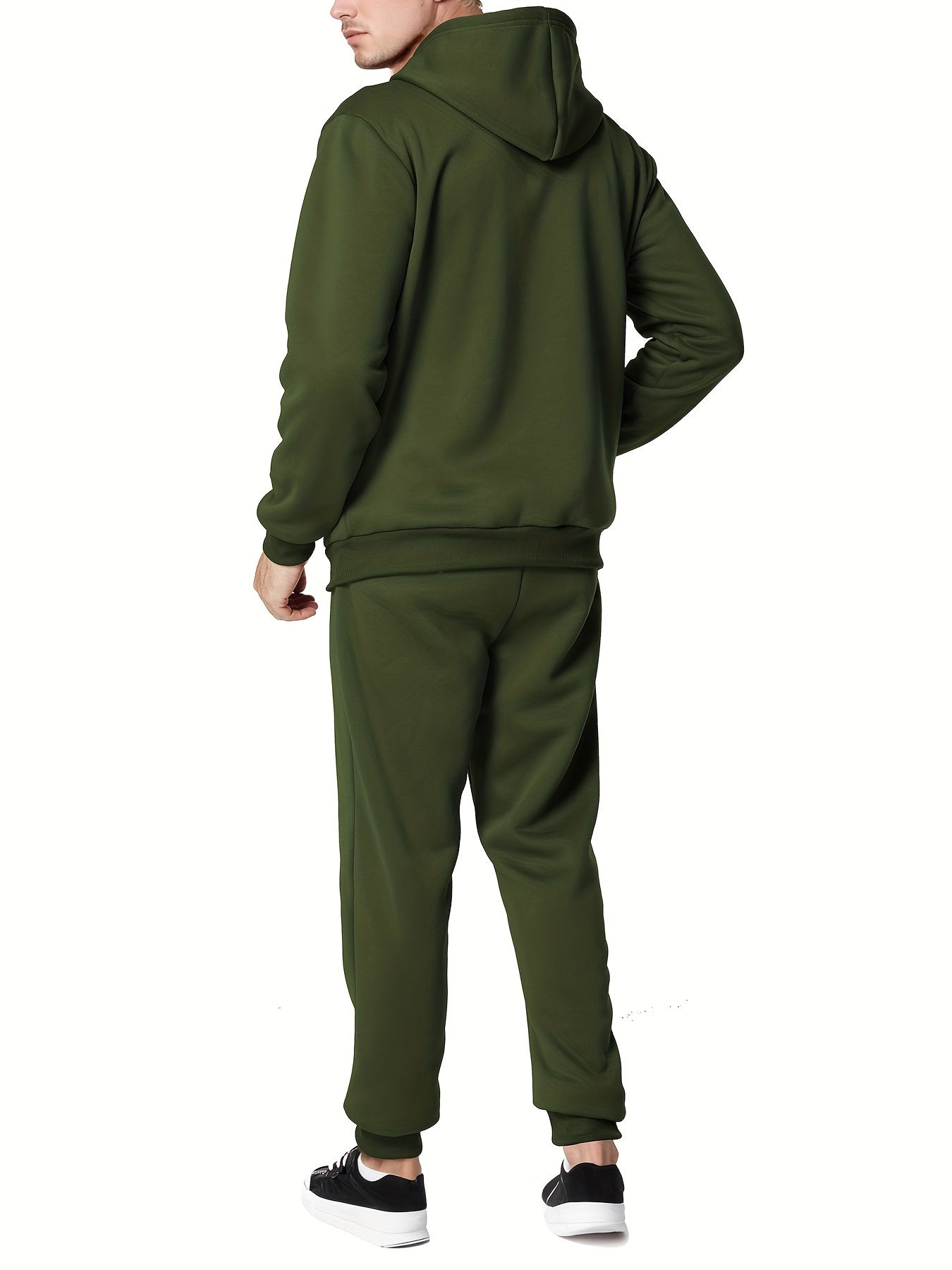 Moderner Unifarbener Kapuzenpullover-Trainingsanzug mit Hose für Herren | Perfekt für Casual Days 7