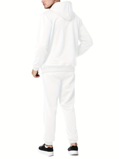 Moderner Unifarbener Kapuzenpullover-Trainingsanzug mit Hose für Herren | Perfekt für Casual Days 8