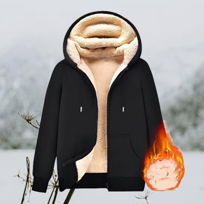 Valentina - Kuschelige Unisex Lammfell Kapuzenjacke 0