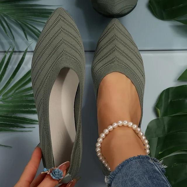 Veronica - Gestrickte Flats mit spitzer Zehe für Frauen 2