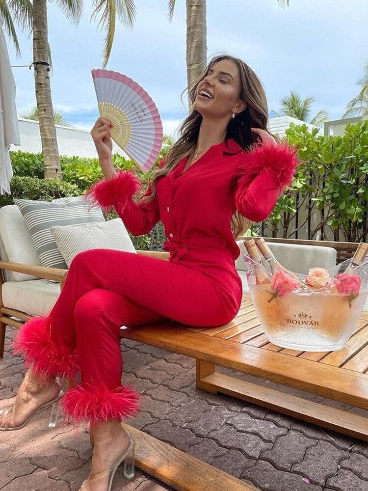 Zweiteiliges Set mit Federn 7